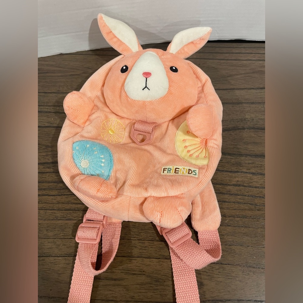 Peach Bunny Kids Backpack with Ears